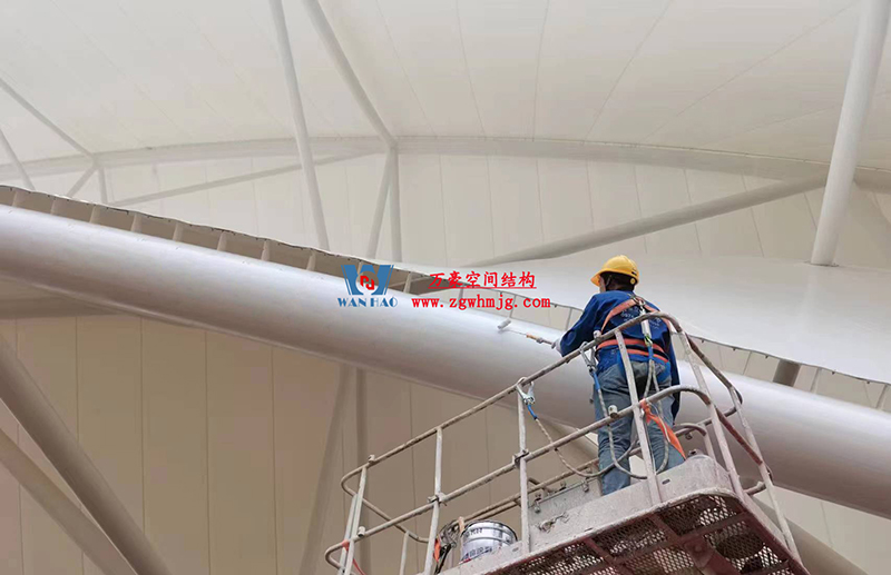 陜西定邊馬蓮灘沙漠公園鋼膜結(jié)構(gòu)工程“奮力快跑”，工程“進(jìn)度條”刷新了!